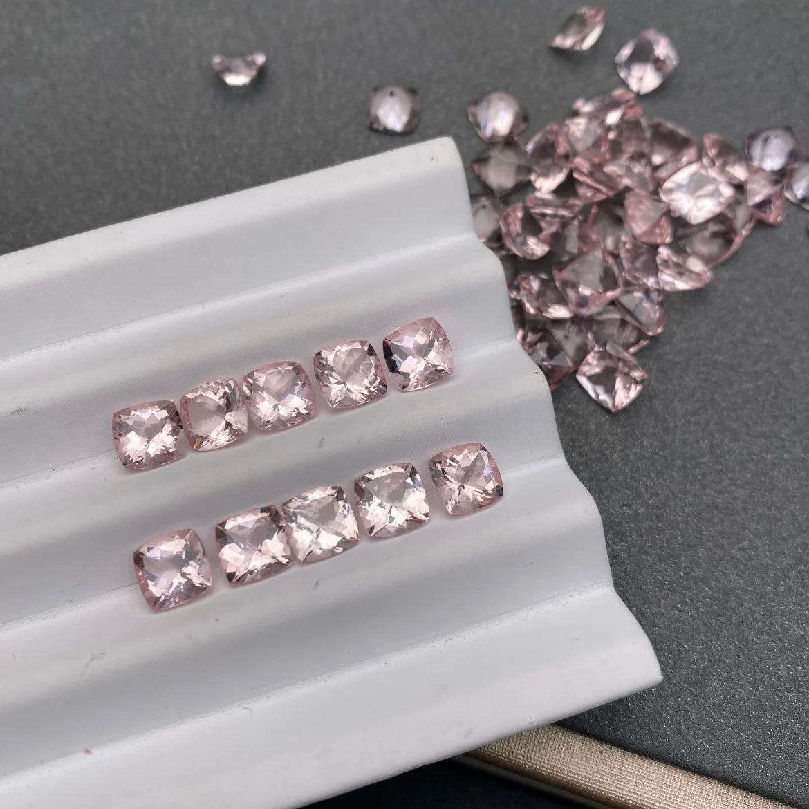 Cushion Shape 4.0mm ~ 10.0mm Good Quality Medium Pink Color Loose Gemstone Morganite Stone Price Peach Natural Pink Morganite