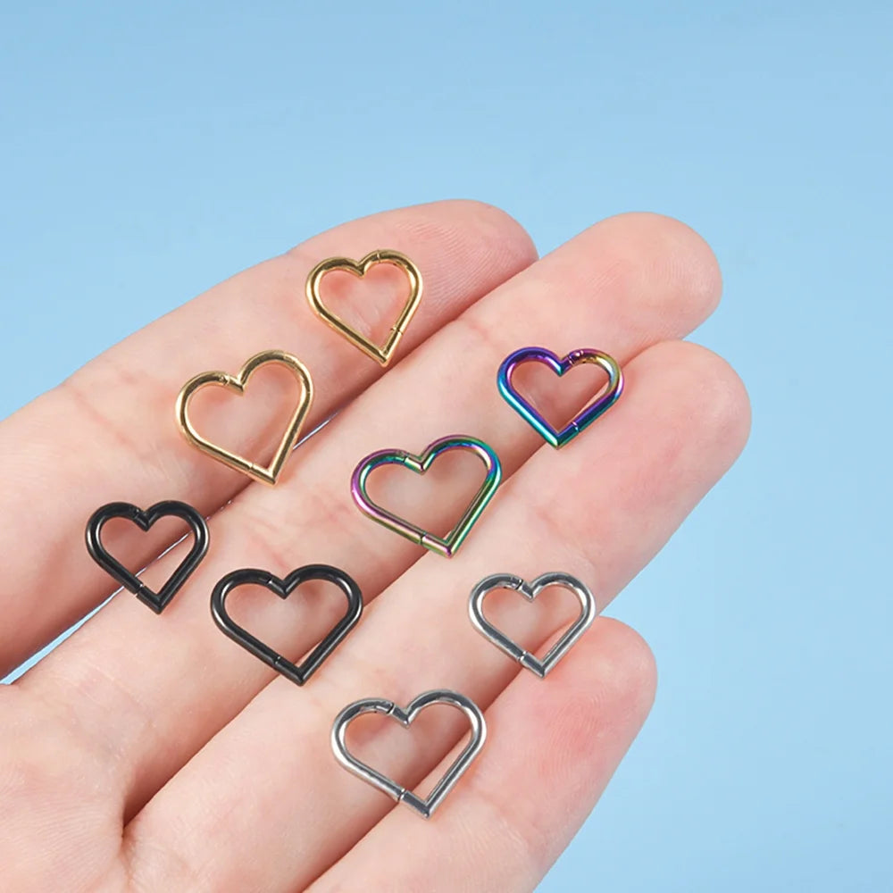 Wholesale 16G Surgical Steel Heart Daith Piercing Jewelry Rook Hoop Tragus Clicker Ring Cartilage Helix Earring Wedding Gifts
