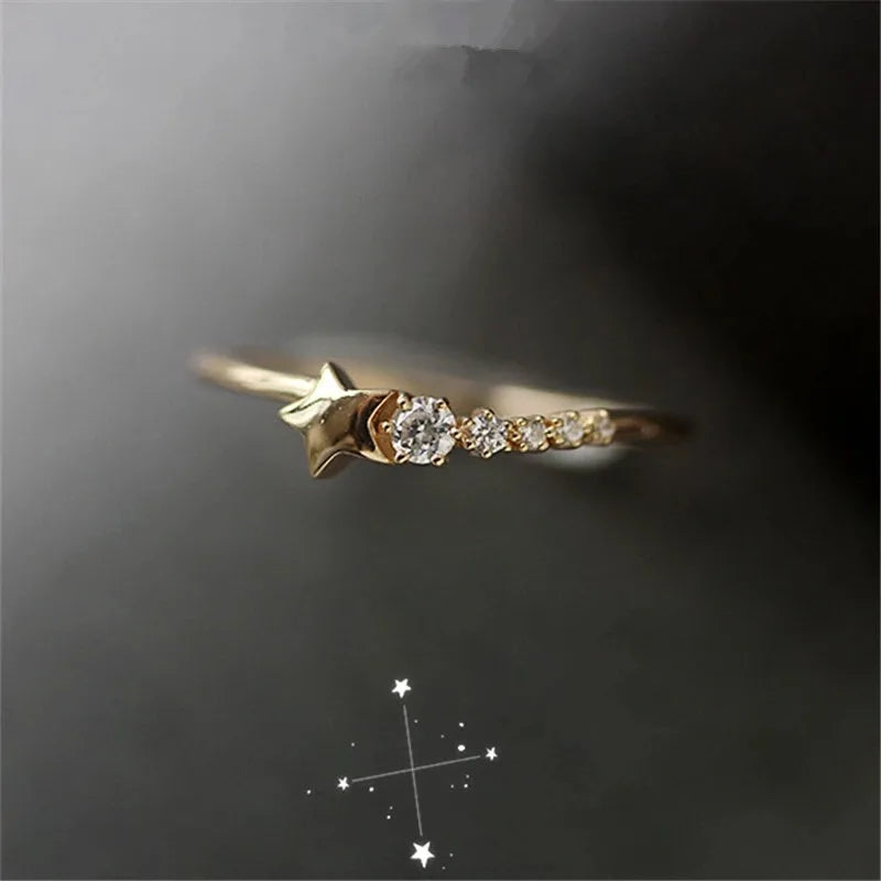 INS Simple Fashion Classic Style 925 Sterling Silver Star Shaped Zircon Engagement Finger Rings for Women for Parties