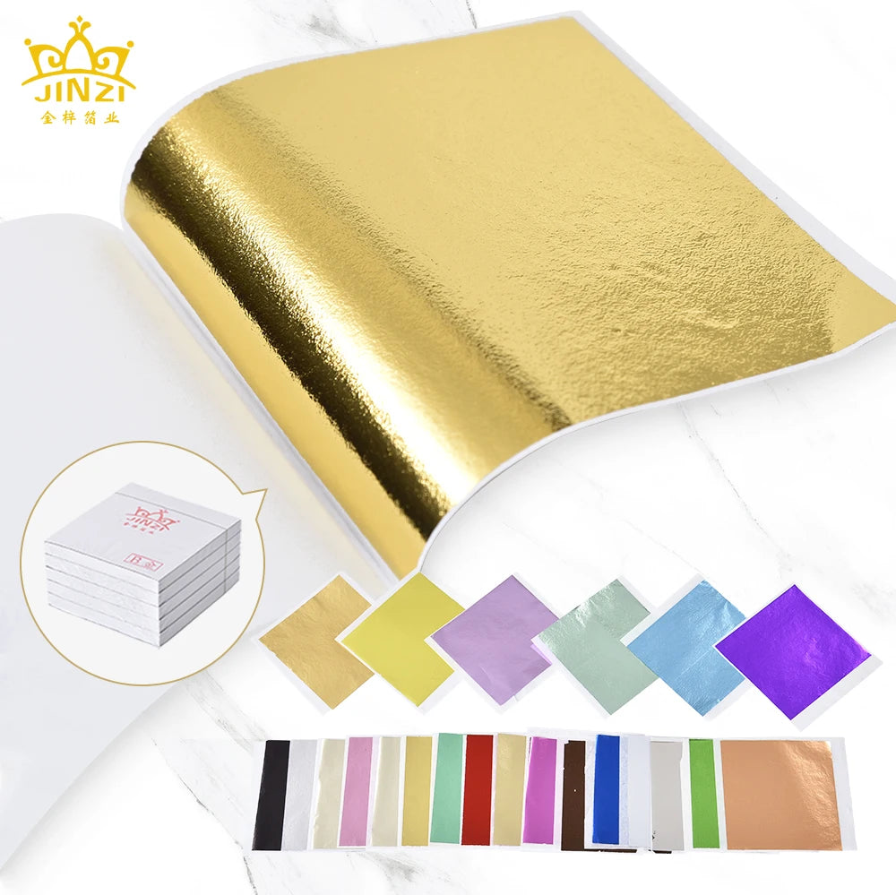 9 X 9cm 100 Sheets 22 Colors Imitation Gold Taiwan B Gold Leaf Foil Sheets for Decorating Wall Nail Art Crafts Furniture Gilding