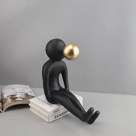 Light Luxury Blowing Bubbles Cartoon Character Sculpture Cute Character Resin Ornament Living Room Home Decor Crafts