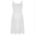 Deep V Neck Camisole Sleep Dress Natural Silk Lace Trimmed Nightdress for Ladies