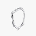 Shiny Round Clear CZ Rings 925 Sterling Silver Stacking Arrow Slim Eternity Band Rings for Women Fine Jewelry Accessories