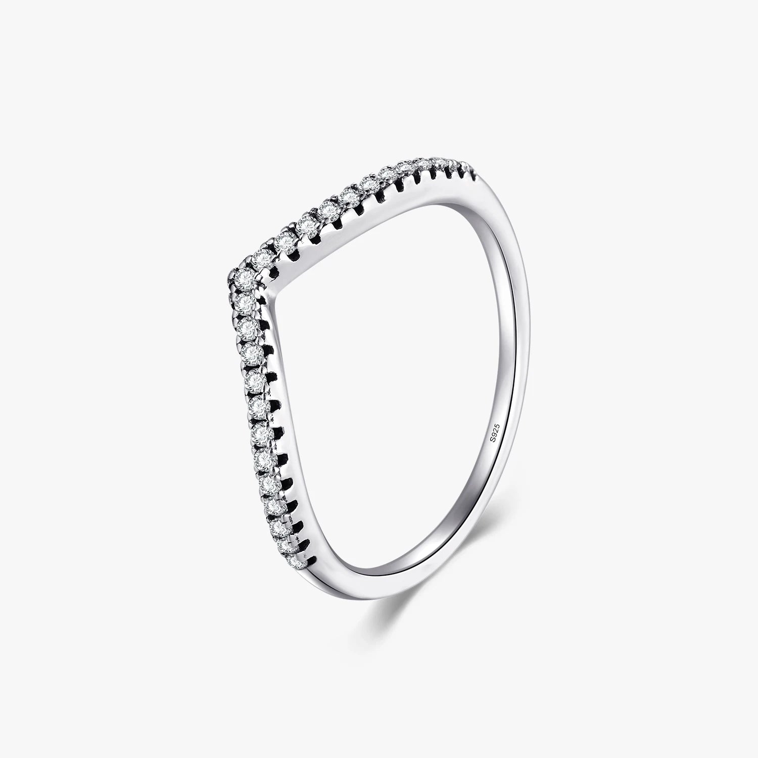 Shiny Round Clear CZ Rings 925 Sterling Silver Stacking Arrow Slim Eternity Band Rings for Women Fine Jewelry Accessories