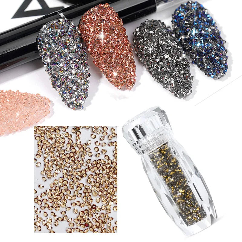Crystal Micro Rhinestones 15 Colorful Strass Mixed Diamonds Pixie Crystal for Nail Art Decorations