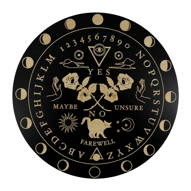 Tailai 6-8inch Painted Wooden Pendulum Board-Metaphysical Message Board with Knot & Lunar Phases for Wiccan Altar Supplies