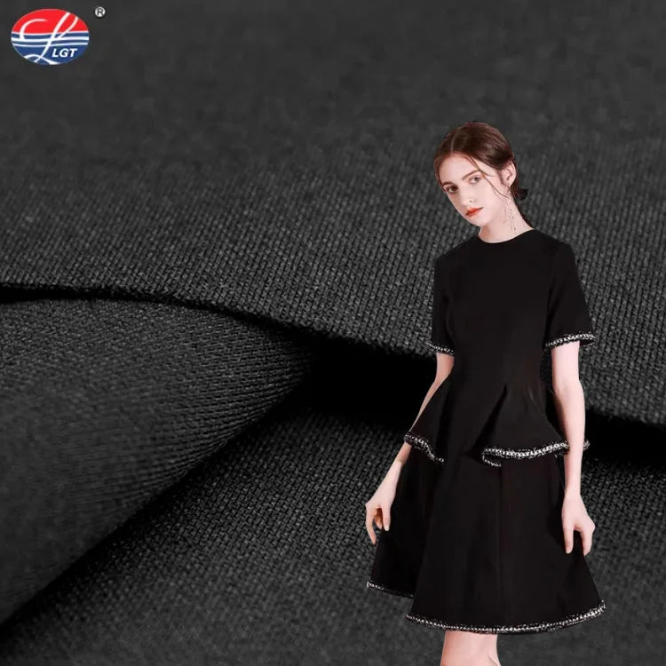New Product Black 430sm Ponte De Roma Rayon Nylon Spandex Knitted Fabric for Heavyweight Dress Trousers