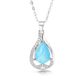 Solid 925 Sterling Silver Jewelry Larimar Necklace Nature Blue Larimar Inlay Pendant