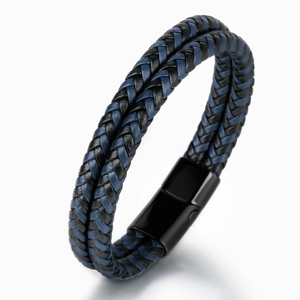 New Best Selling Simple Double Leather Woven Round Cord Wrist Strap Multicolor Men's Bracelet