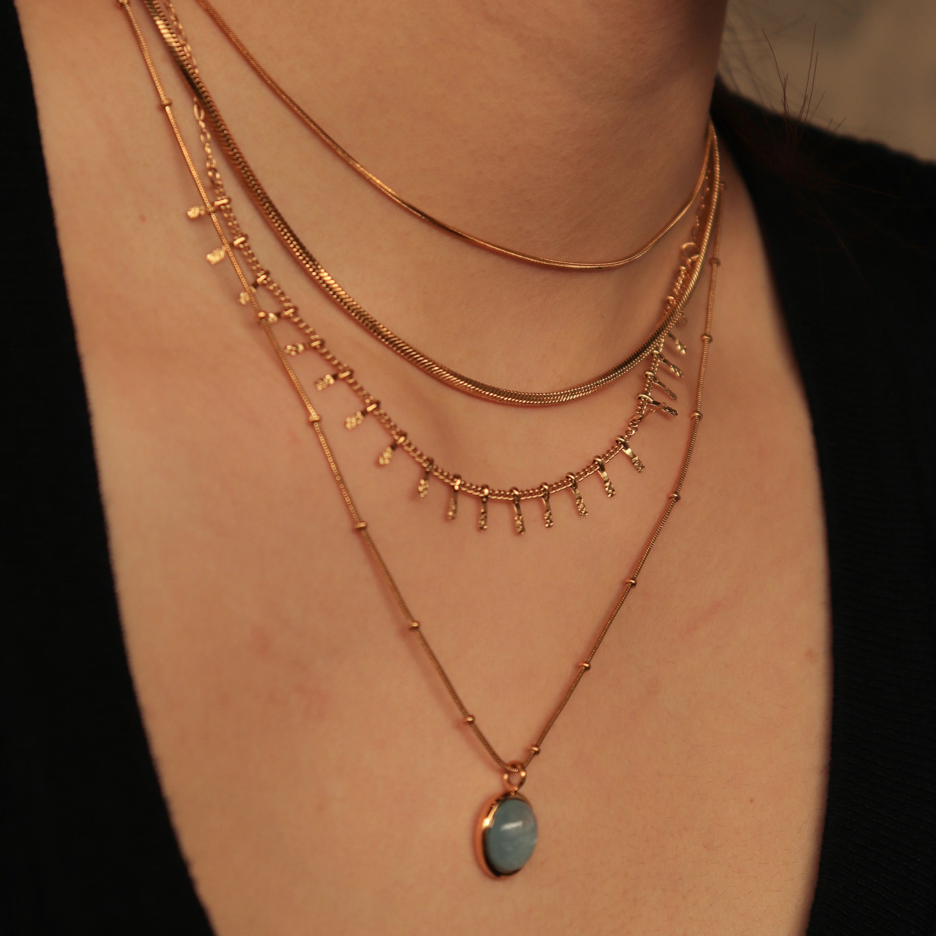 Chris April Trendy in Stock 18k Gold Plated 316l Stainless Steel 2mm Thick Solid Round Bamboo Snake Chain Necklace