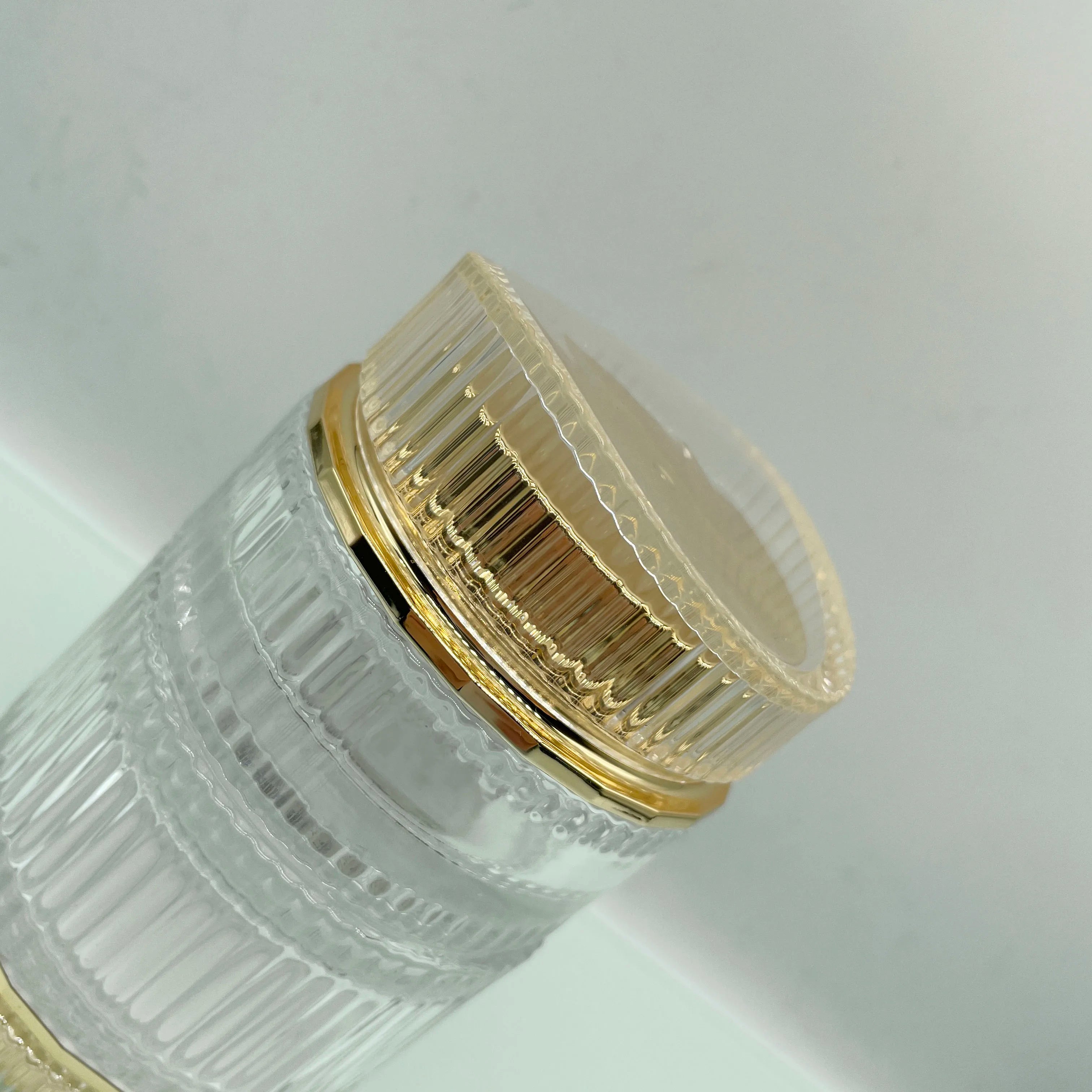 Luxury Cosmetics Package Thick Bottom Vertical Stripe 30g 50g Transparent Glass Jar for Eye Cream Face Cream