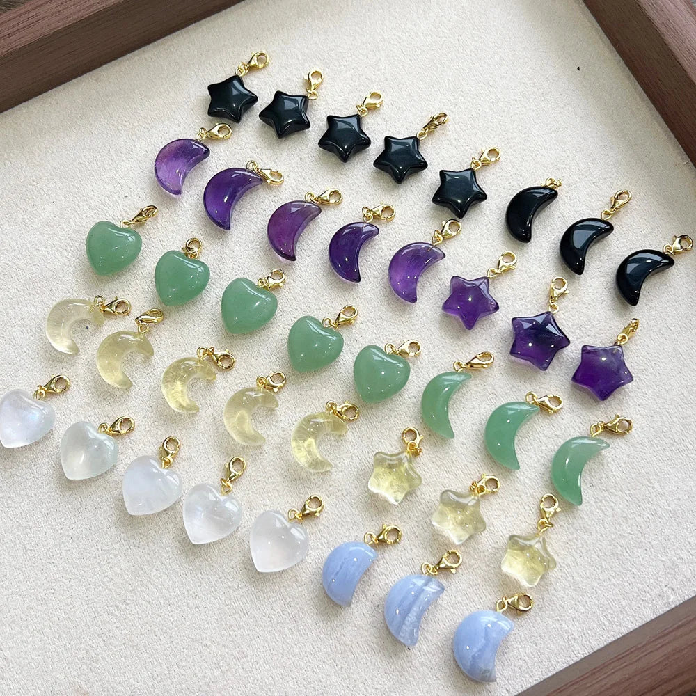 Malachite Heart Amethyst Moon Crystals Wholesale Bulk Healing Stones Gemstone Spiritual Products Meditation for Chakra Ornaments