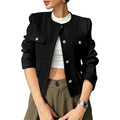 Professional Custom Factory Direct Women Luxury Korean Style Cropped Tweed Blazer Jacket Business Casual Outfits Polyester