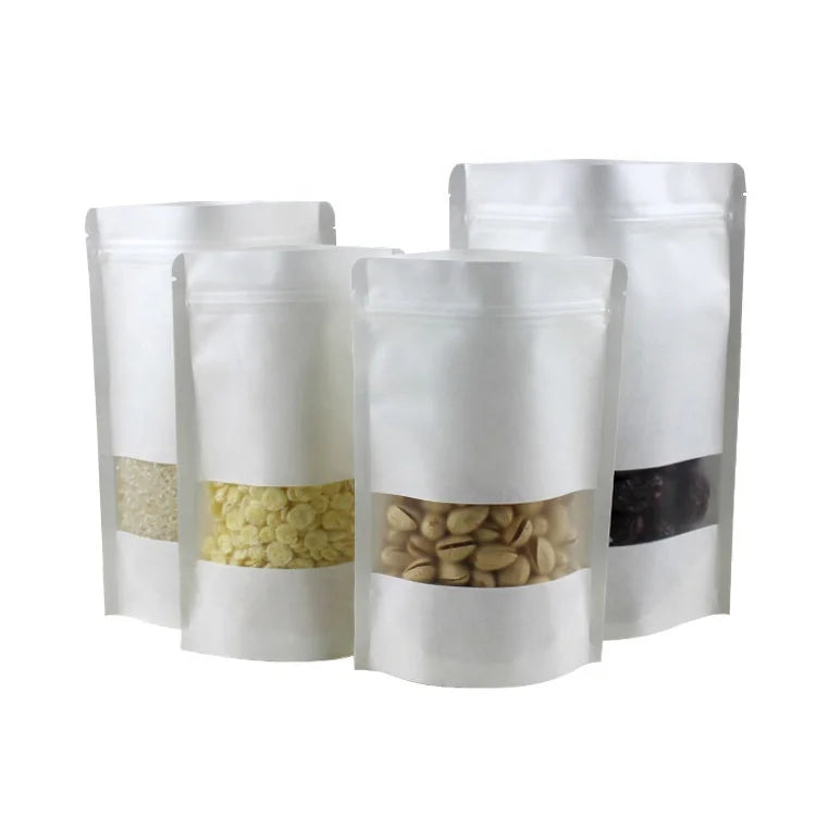 Wholesale White Kraft Paper Bag with Zip Lock and Window