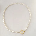 18 Inch Fashion Choker Baroque Pearl Necklace 100% Freshwater Pearl AAwidth 6.3-7.3 MM Stainless Steel 18K Gold Plated Clasp