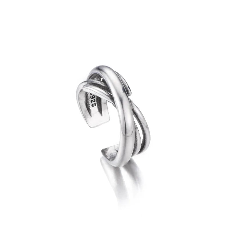 Hot Sale Wholesale Vintage Winding Ring Silver Opening Resizable Rings for Women Jewelry 2021