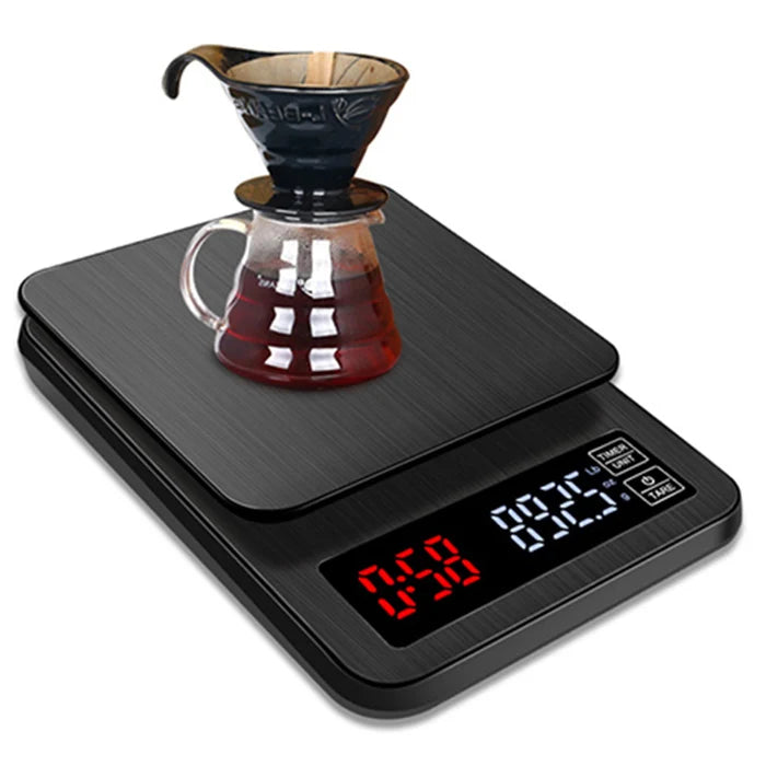 Timing Hand Drip Coffee Scale Professional Household Coffee Gadget JR 3kg 5kg 10kg LED Plastic Stocked Kitchen Storage Clock