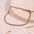 Dreamshow Minimalist Jewelry 18k Gold Plated Twisted Chain Anklet Stainless Steel Waterproof Jewelry