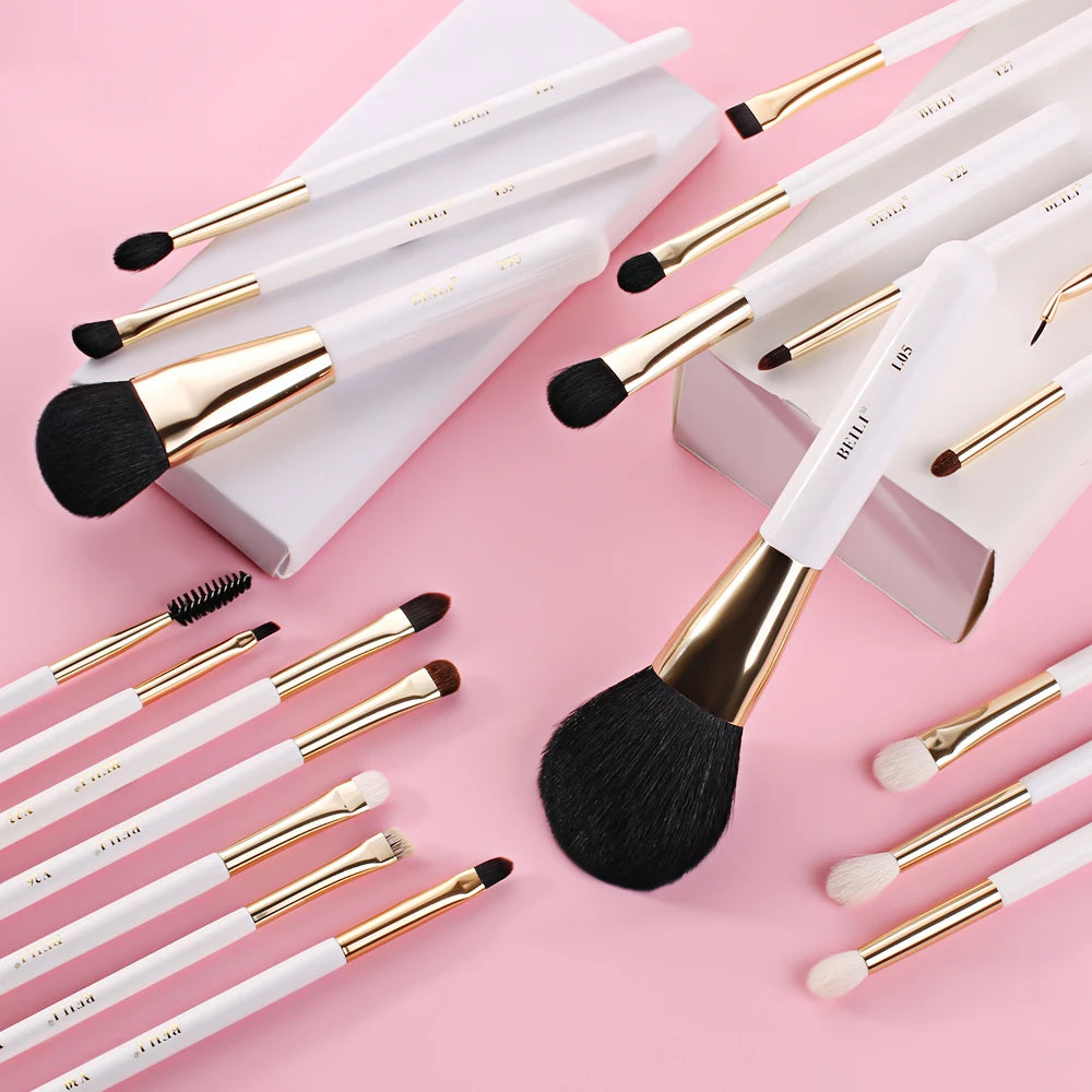 BEILI 20pcs Luxury Makeup Brush Set White Wooden Handle Eye Brush Customizable logo Exquisite Gift