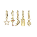 Starburst Moon Star Huggie Hoop Earrings in Sterling Silver with Dangling CZ Star Burst Charms Celestial Geometric Design