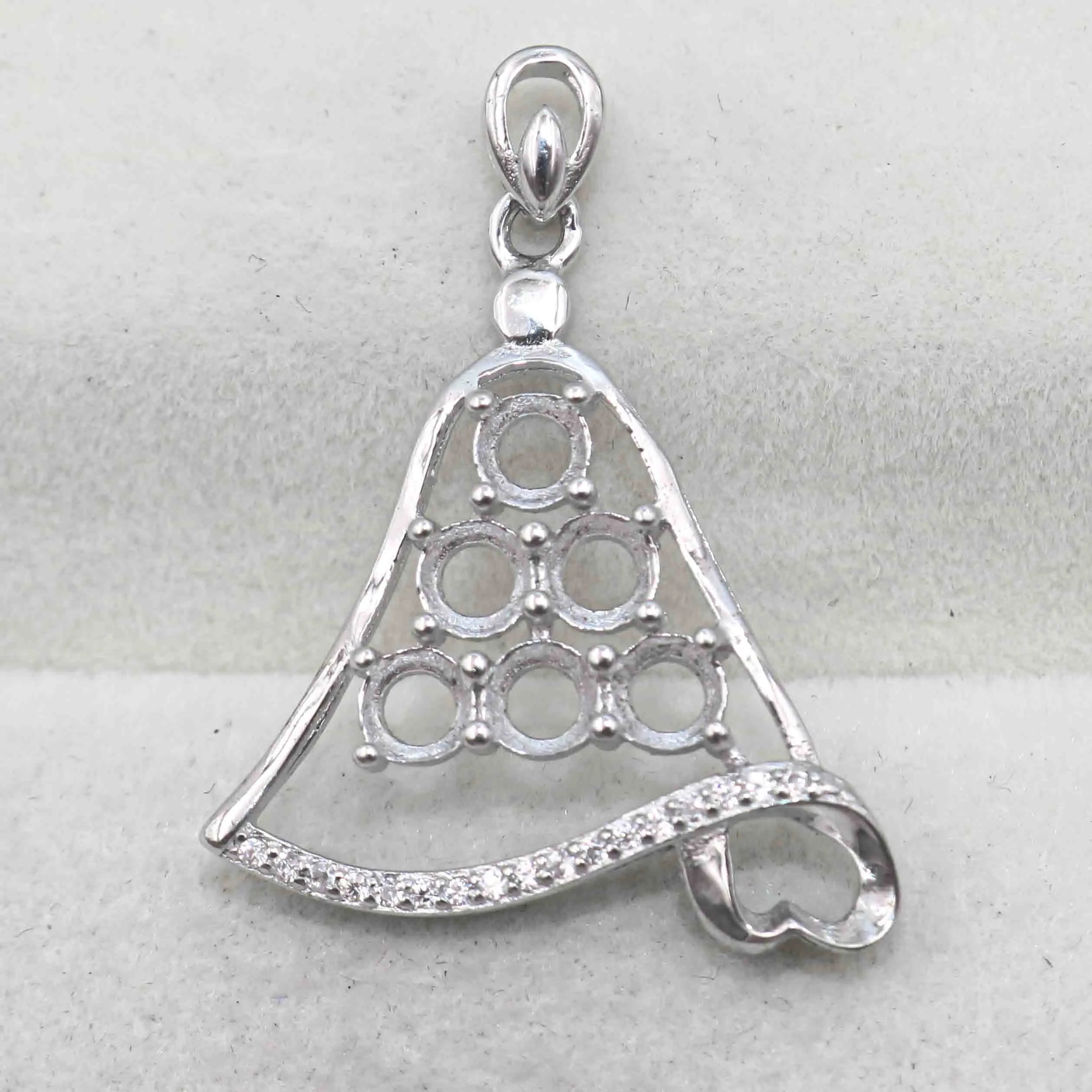 Sterling Silver 4*4mm Semi Mount Pendant Empty Frame Blank Support Setting S925 Base Holder Without Center Stone for DIY Inlay