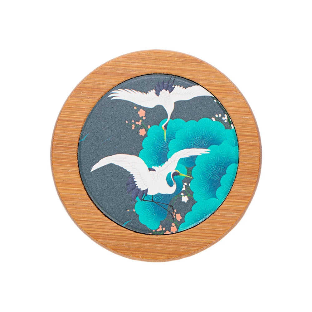 Tailai Absorbent Bamboo and Ceramic Coaster with Customizable Artistic Patterns: Ideal for Desktop Use and Home Decoration