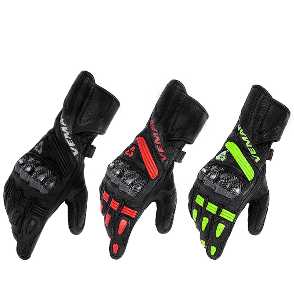 VEMAR Motorcycle Gloves Vintage Goat & Cowhide Leather Motocross Racing Gloves Two-finger Touchscreen Protective Cycling Gloves