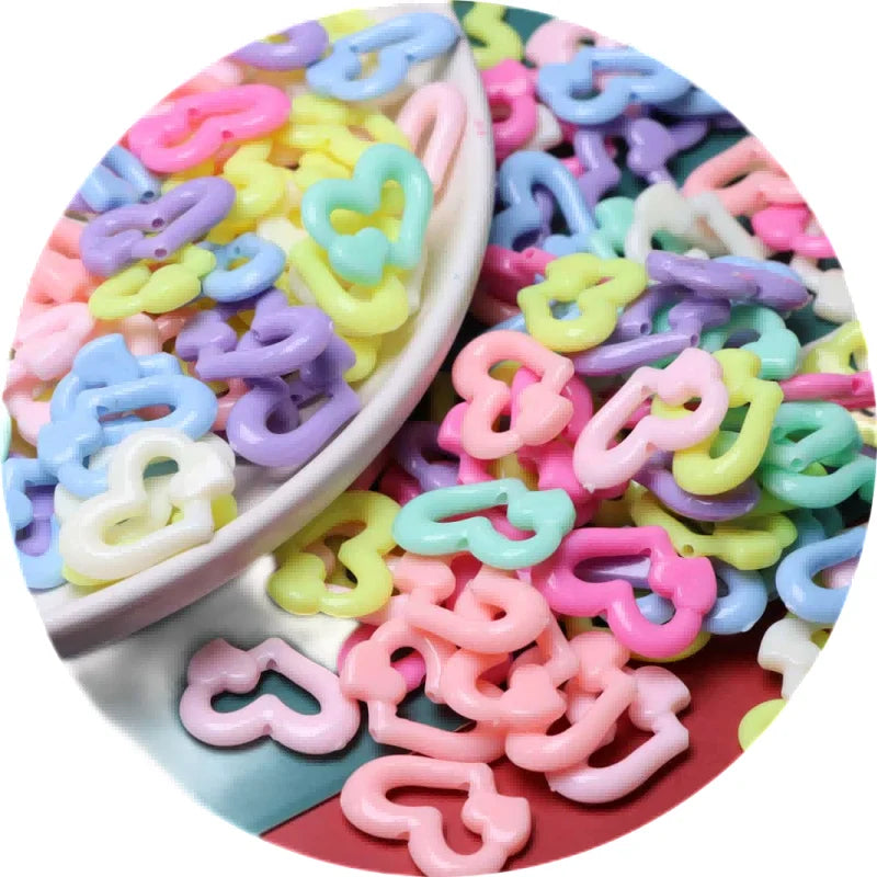 Candy Color Hallow Heart Beads Fit DIY Women Girls Bracelets Necklace Pendants Scrapbook Accessories