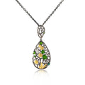 C7937 Abiding Jewelry Good Selling Hollowed Out Flowers Natural Chrome Diopside Wholesale 925 Sterling Silver Custom Pendant