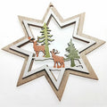 10cm Wooden  Christmas  Star Pendant Home Decoration Manual DIY Holiday Decoration