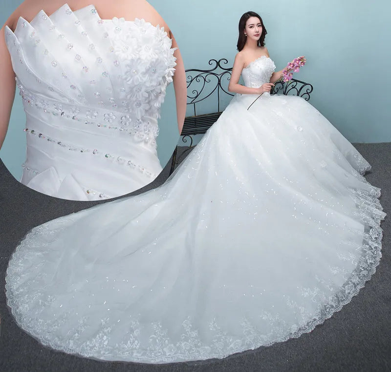 New Trending Bride Dress Beadings Lace Wedding Gowns 2023 Bridal