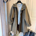 Wholesale Casual Spring New 2026 Pocket Wild Cotton Hooded Ladies Windbreaker Solid Color Long Sleeve Women's Trench Coats