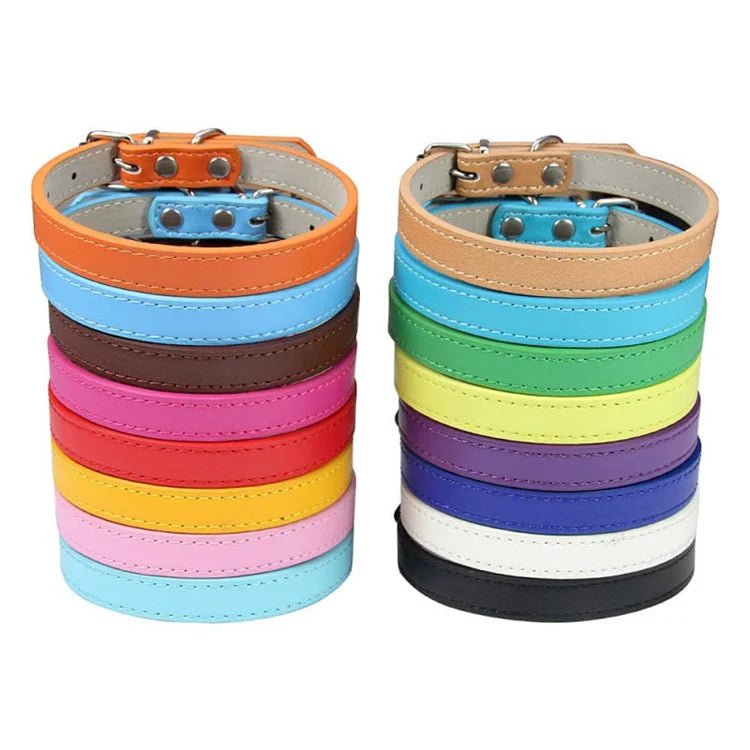 New Design Free Decoration PU Leather Solid Soft Dog Leash and Collar