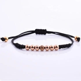 Custom Logo Beaded Rose Gold Steel Bead Tassel Adjustable Charm Bracelet