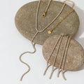 CLIORO Luxury Fashion Zircon Chain Stainless Steel Silver/Gold Plated Y-Shaped Necklace Tennis Chain Tassels Jewelry Sets