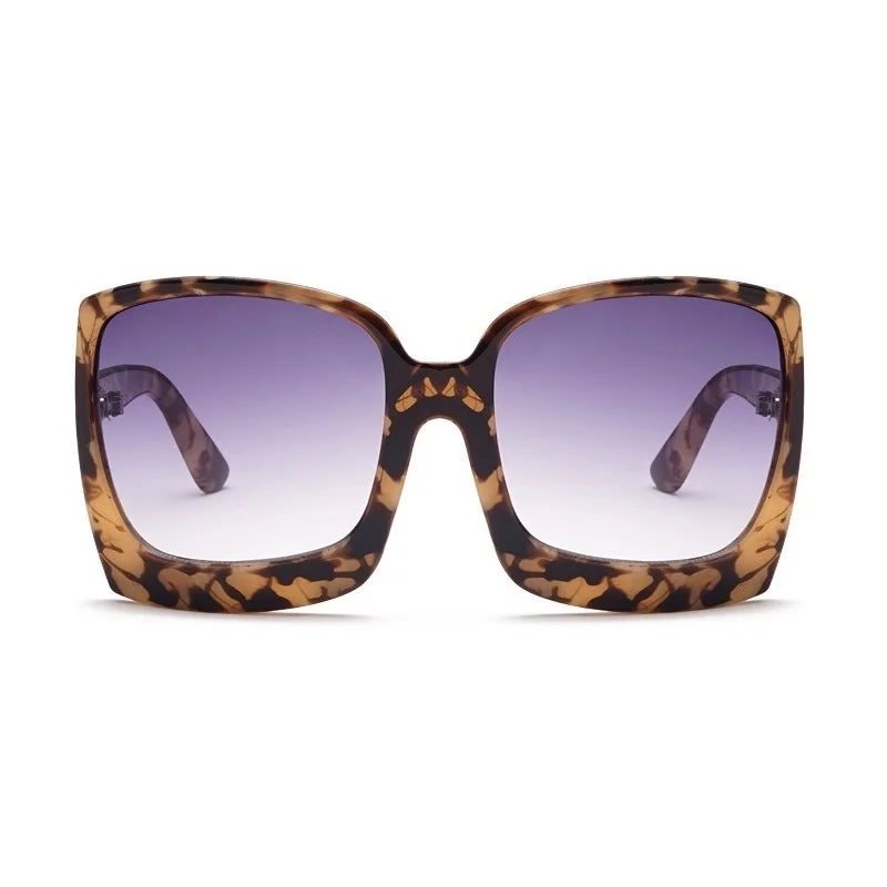 Modern Retro Tortoise Gradient Lenses PC Women Big Shades UV400 Fashion Design Oversized Square Sunglasses