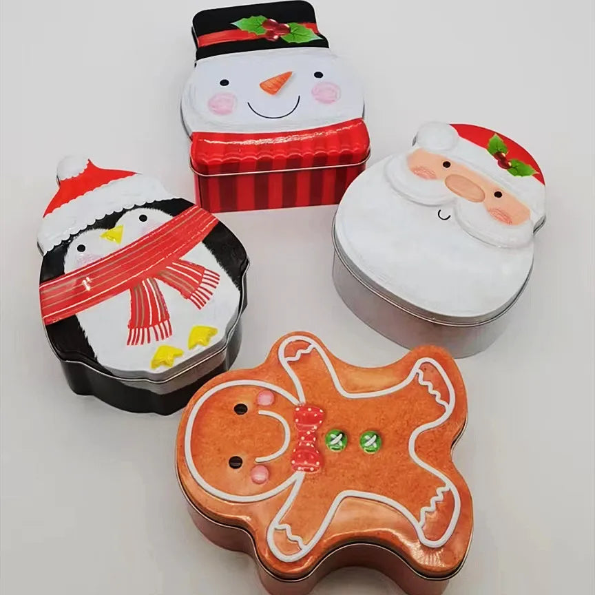 Custom Christmas Aluminum Gift Tin Cans Biscuits Candy Toy Metal Packaging Tin Metal Candle Jar