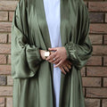 Hot Selling Ready to Ship Bubble Satin Cardigan  Clothing Women Muslim Dress Dubai Open Abaya