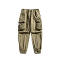 Japanese Spring Autumn Vintage Cotton Midweight Cargo Ankle Jogger Pants with Embroidery Breathable Men