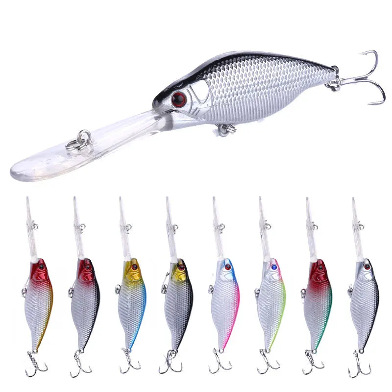 Wholesale MI096 11cm 9.2g Artificial Hard Plastic Bait Wobbler Minnow Fishing Lures with Long Tongue Board