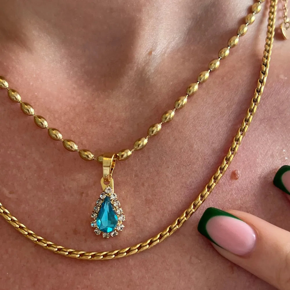 New Arrival Stainless Steel Jewelry  Classic Gold Plated Necklace Multi Ayered Matching Accessories Necklace for Women