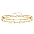 Adjustable 14K Gold Plated Stainless Steel Dainty Bracelet Gioielli in Acciaio Inossidabile Link Chain Double Layered Armband