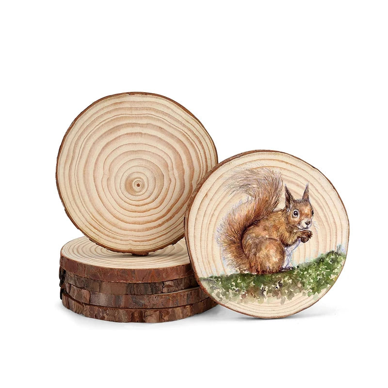 Unfinished DIY Circles Wedding Decorations Round Ornaments Craft Wholesale Natural Wood Slices for Craft and Diy Jewelry Making