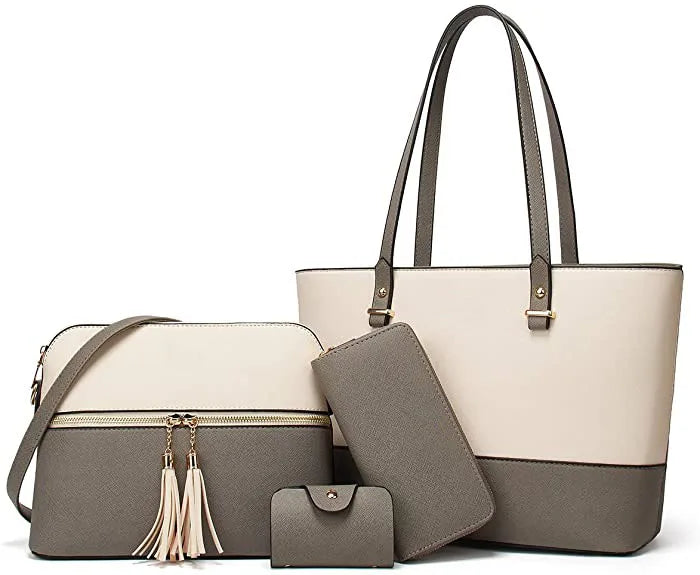 4 Pcs Set Luxury Fashion Shopping Purses Sport Travel Shoulder Tote Leather Bag for Women