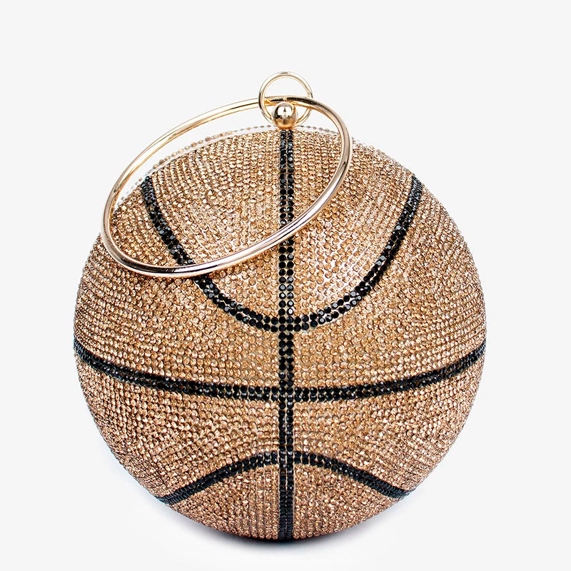 Trendy Rhinestone Crystal Football Basketball Purse Big Capacity New Style Handbags for Women Ladies Basketball Bag