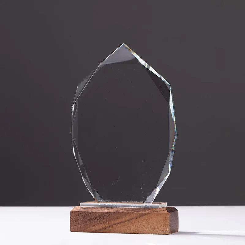 Blank Awards Crystal Trophy with Wooden Base  MH-NJ0146