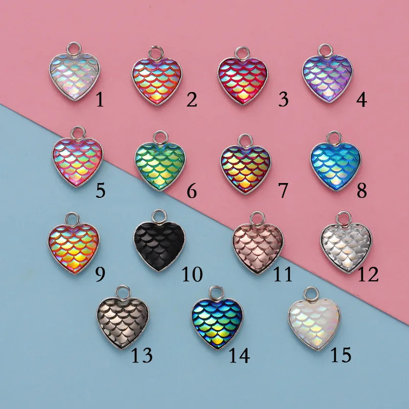 DAIHE Fashion Pendants Charms Heart Stainless Steel DIY Beaded Accessories Non Tarnish