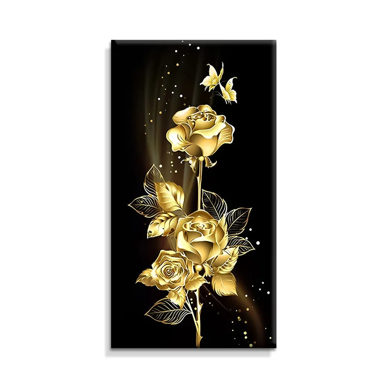 Gold Abstract Art Floral Entryway Print Canvas Painting Modern Home Art hd Prints Wall Art Decoration Paintings Flowers Canvas
