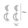 Korean Brass with Silver Plated Geometric Metal Ring Crescent Moon Dangle Drop Earrings Women Popular