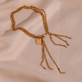 2023 New Fashion Dainty Multilayer Chain Bracelet Gold Plated Stainless Steel Sequins Tassel Charm Bracelet for Women